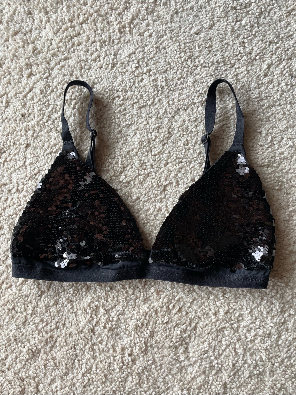 Skims Sequin Black Bralette Women Size XS Brand New Never Worn Adjustable Straps